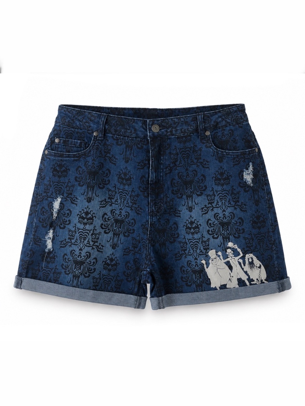 Disney Haunted Mansion Wallpaper Print Denim Shorts